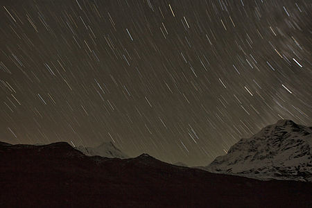 hvězdné dráhy nad Manaslu - Canon EOS 5D Mark II, Canon EF 16-35 mm f/2.8 L F4, 879 s, ISO 100